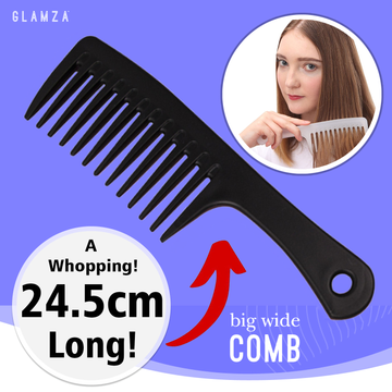 Glamza Big Wide Tooth Comb - Black