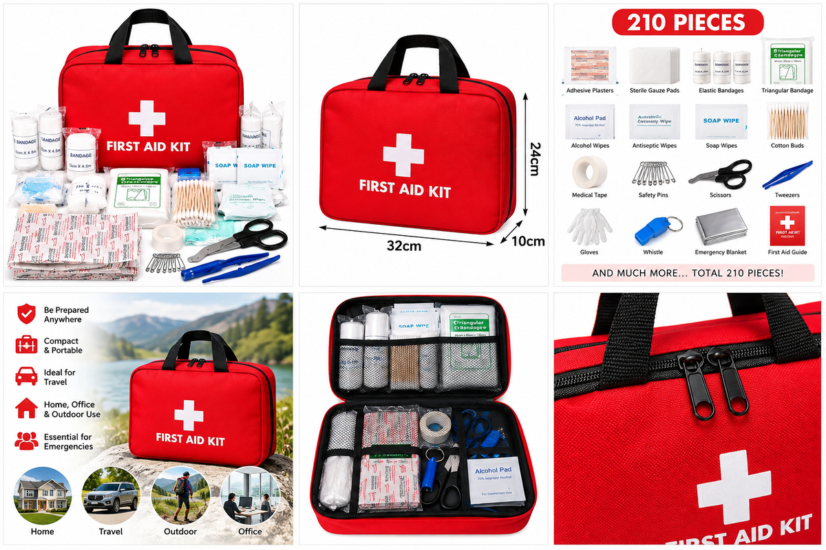 Generise 208pc First Aid Kit - Red