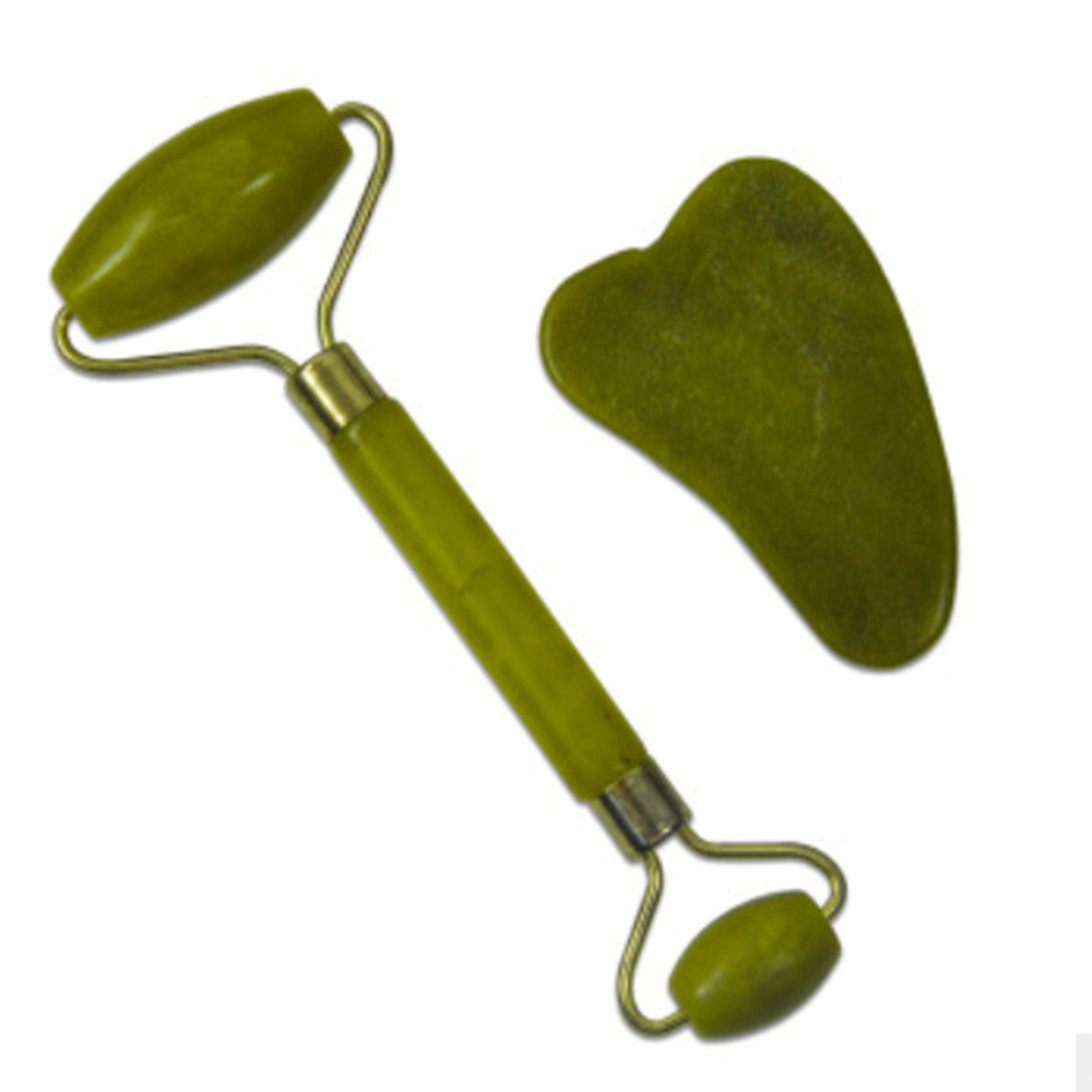 Glamza Jade Roller & Gua Sha Scraping Tool Set
