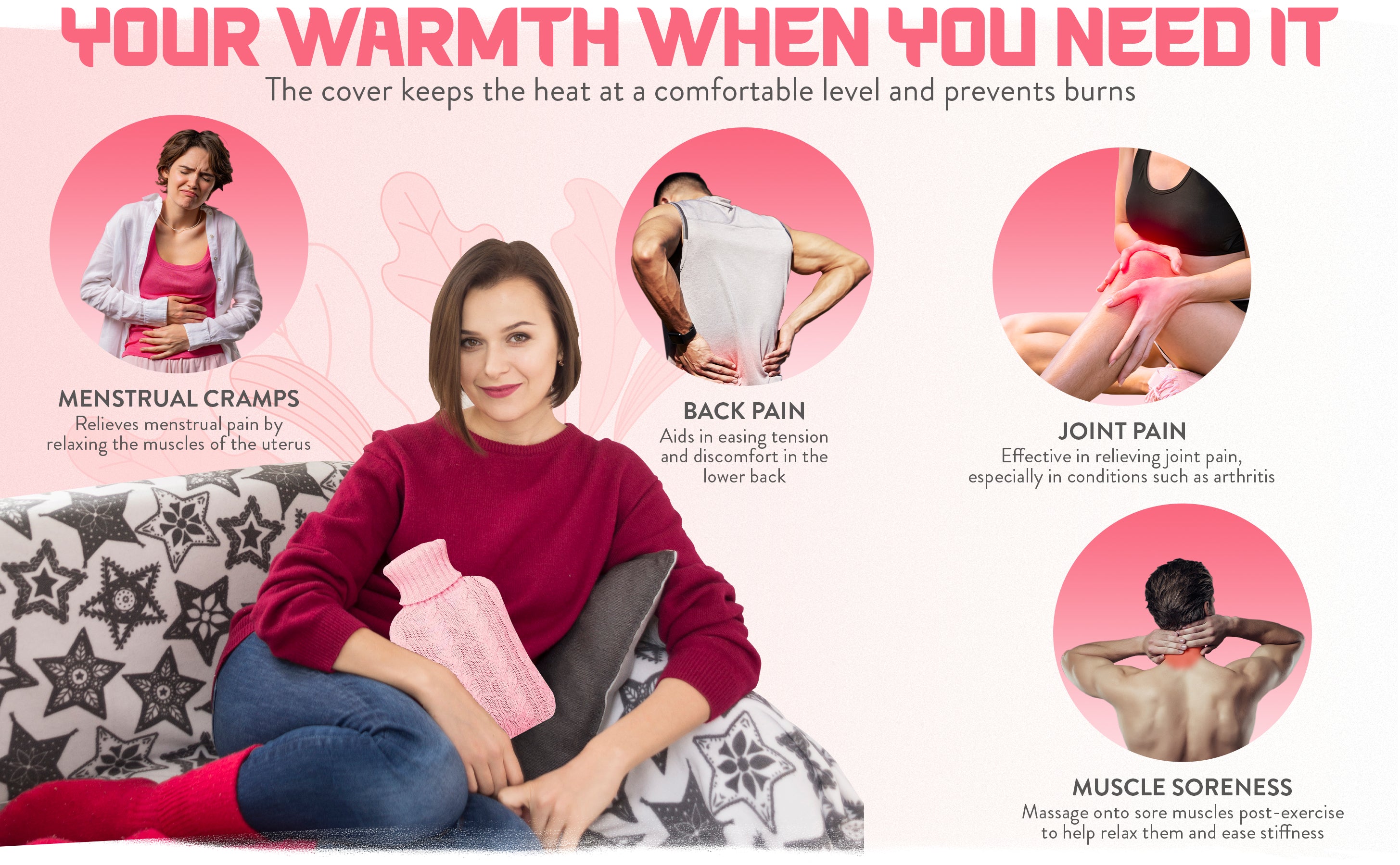 Generise 2-Litre Knitted Hot Water Bottle – Cosy, Stylish & Energy-Saving - RANDOM COLOUR