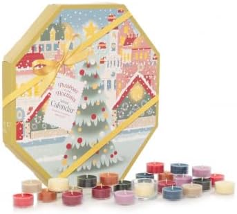 Yankee Candle Advent Calendar Christmas Wreath - 24 Tea Lights, 1 Tea Light Holder, Passport to the Holidays