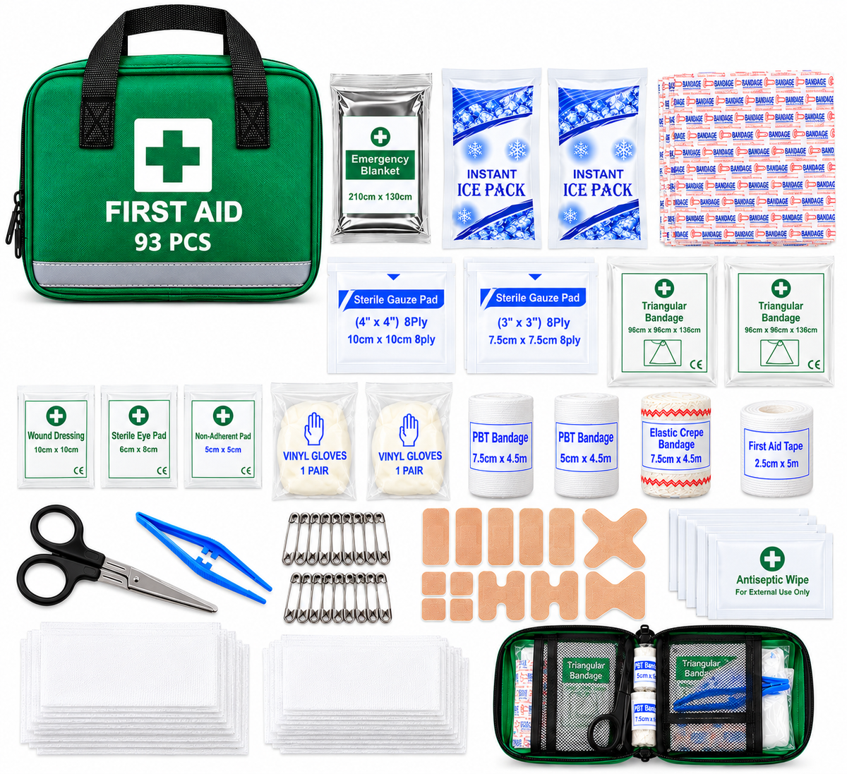 Generise 93pc First Aid Kit - Green