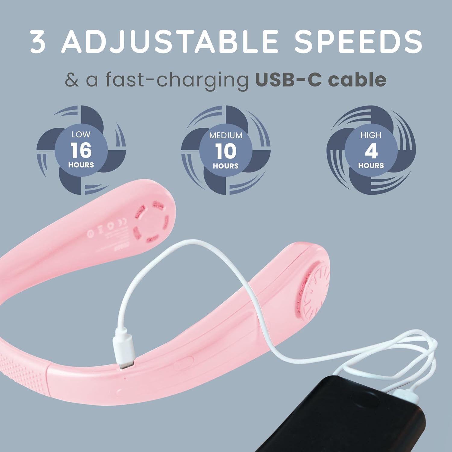 Generise Bladeless Neck Fans - 3 Speed, Foldable - 3 Colours