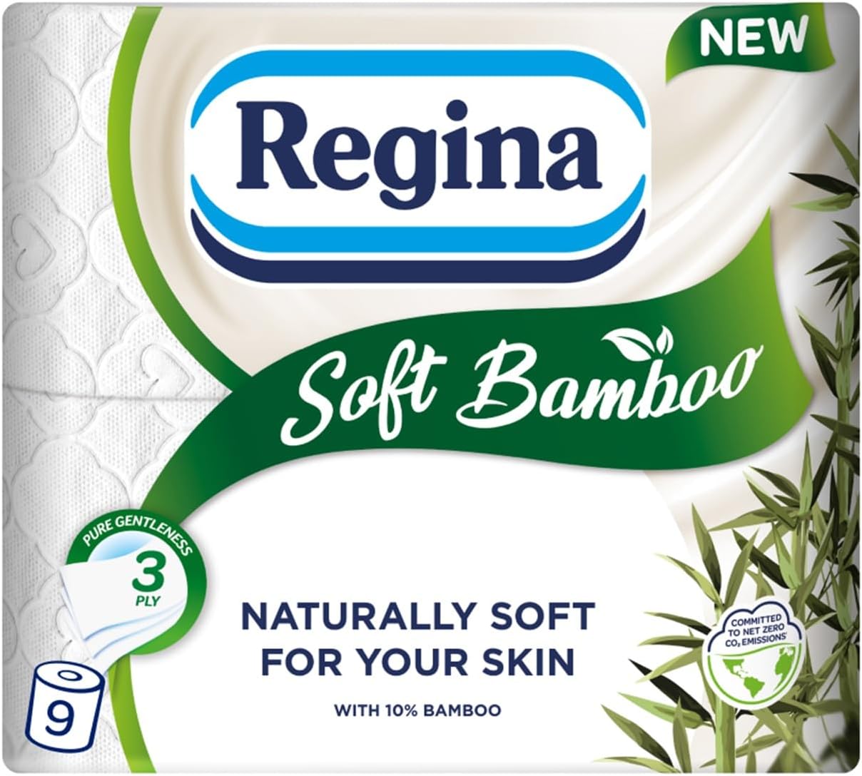 Regina Soft Bamboo 3 Ply Toilet Tissue 9 Pack X 5