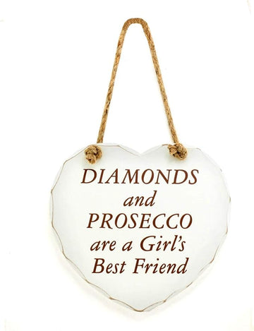 heart plaque diamonds and prosecco