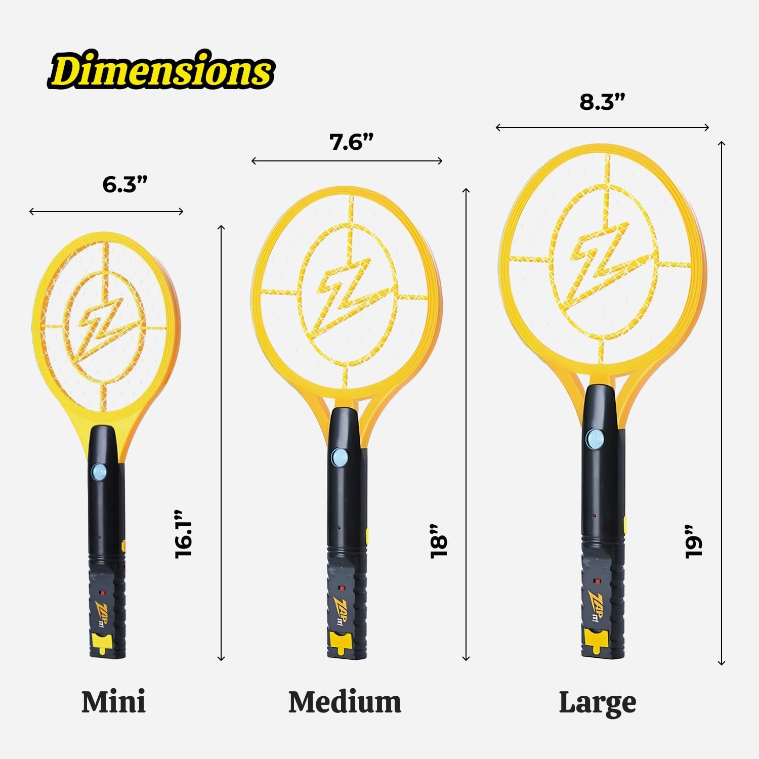 Zap It! Electric Bug Zapping Racket - Large (8.3 INCH DIAMETER: 19 INCH LENGTH)