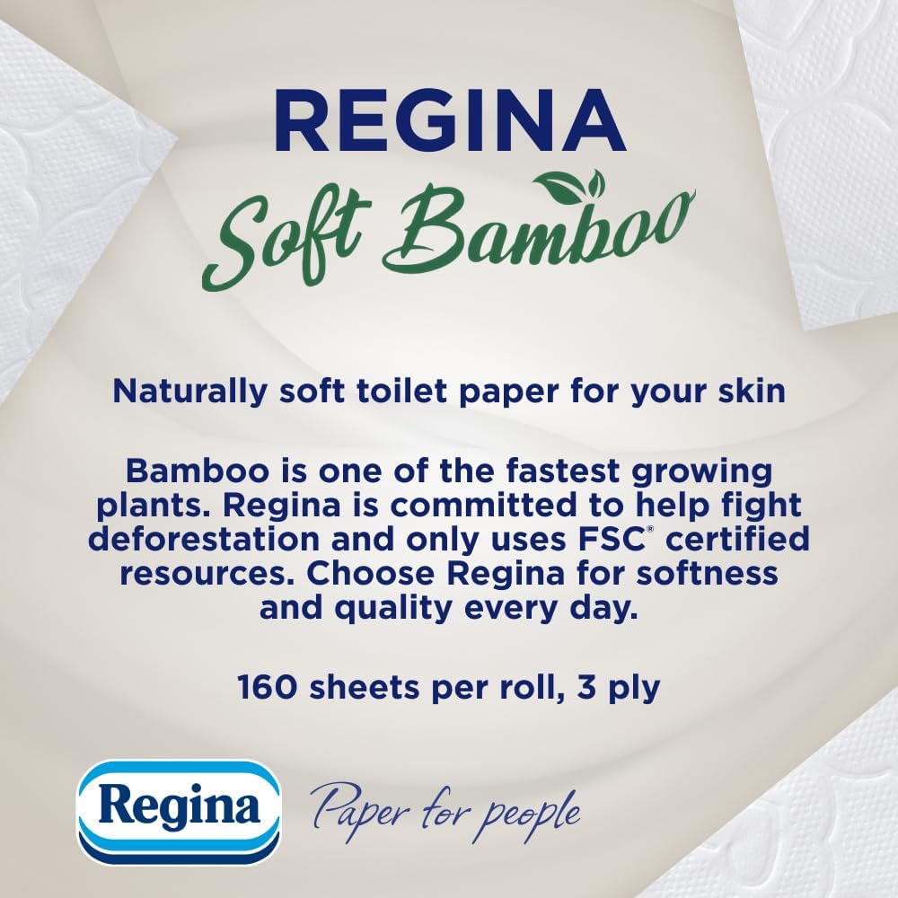 Regina Soft Bamboo 3 Ply Toilet Tissue 9 Pack X 5