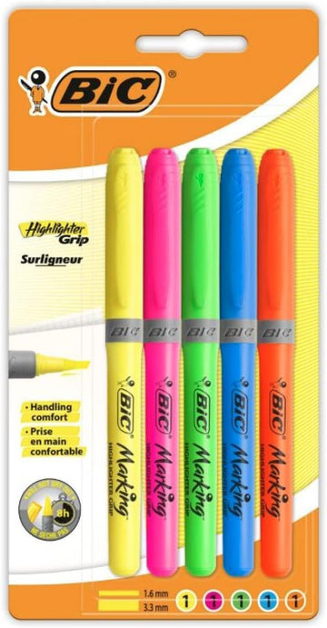 Bic brite liner Grip (1.6 to 3.3 mm) Chisel Tip Highlighter Pen (302551)