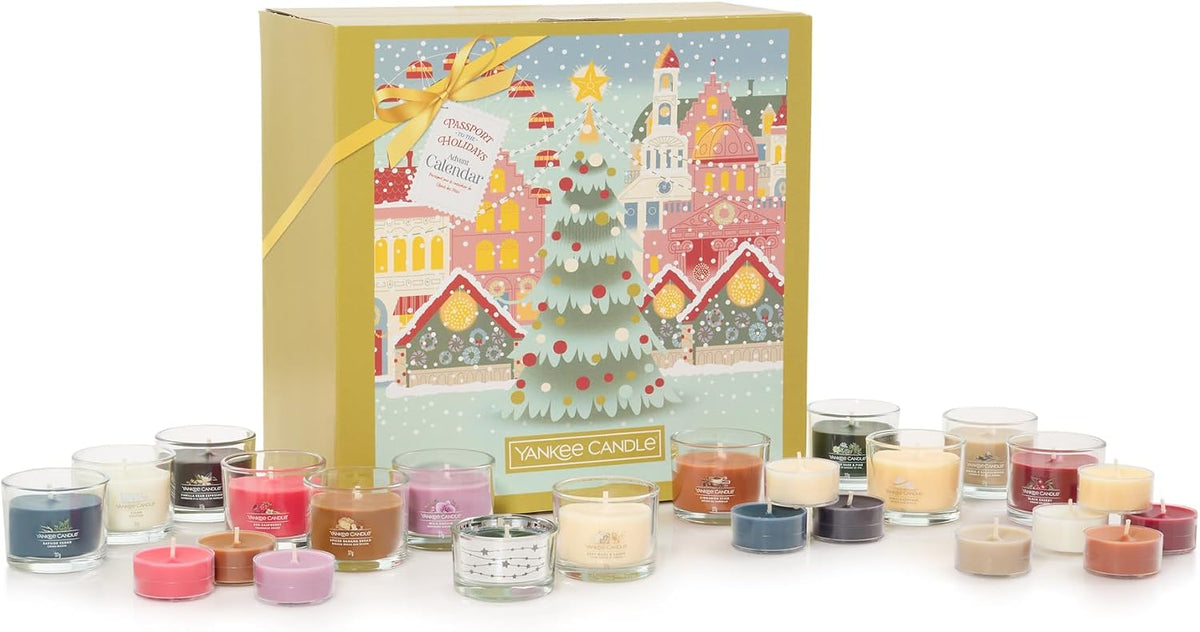Yankee Candle Advent Calendar Book 12 Votive Candles, 12 Tea Lights & 1 Tea Light Holder
