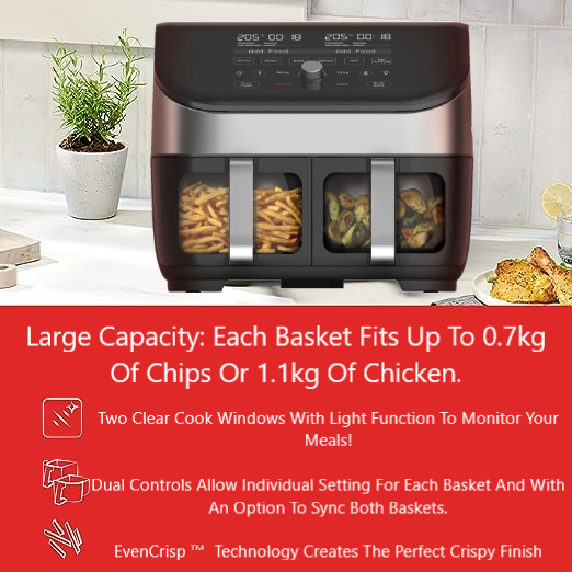 Instant Vortex Plus Dual Air Fryer - 8 in 1 with 7.6L Capacity!!