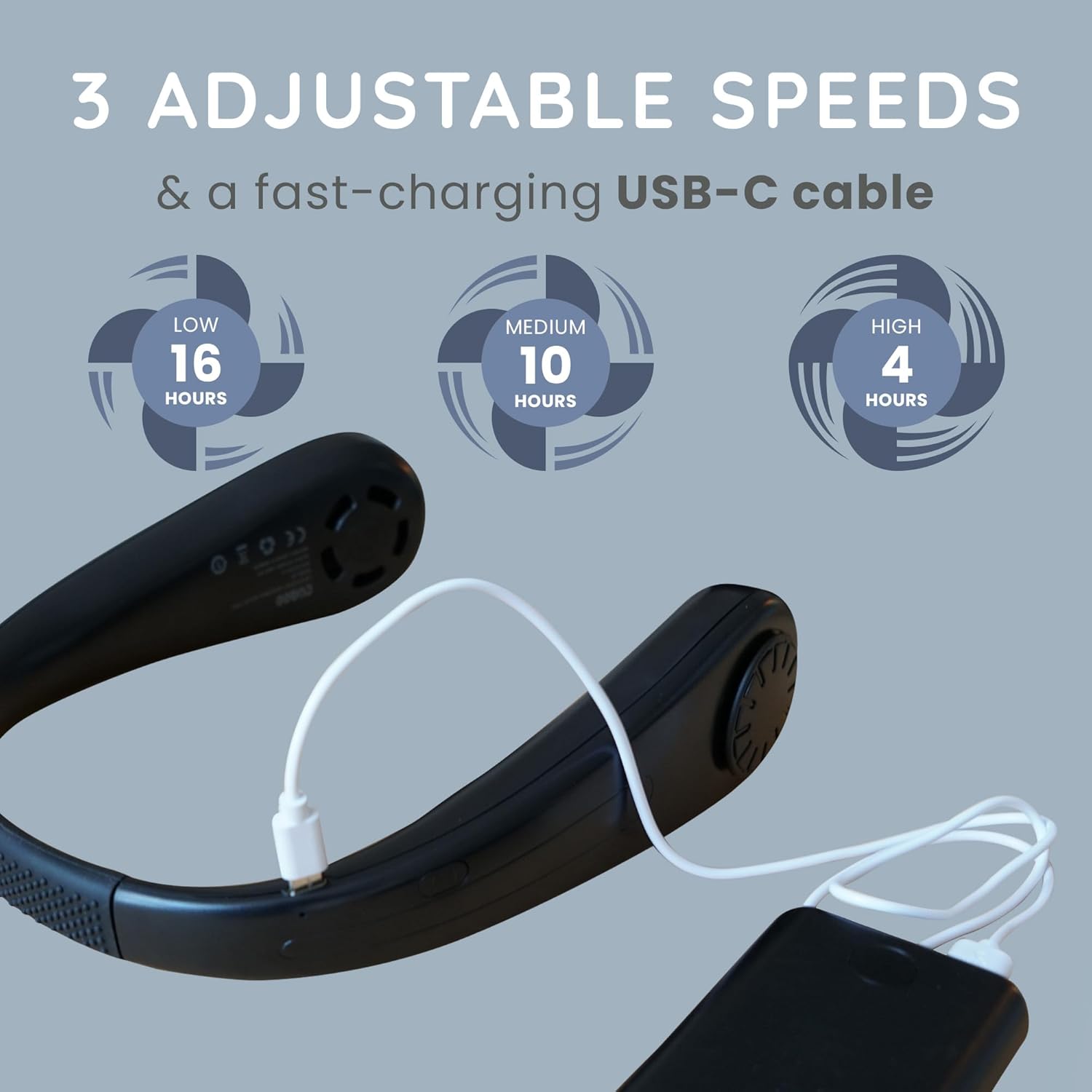 Generise Bladeless Neck Fans - 3 Speed, Foldable - 3 Colours