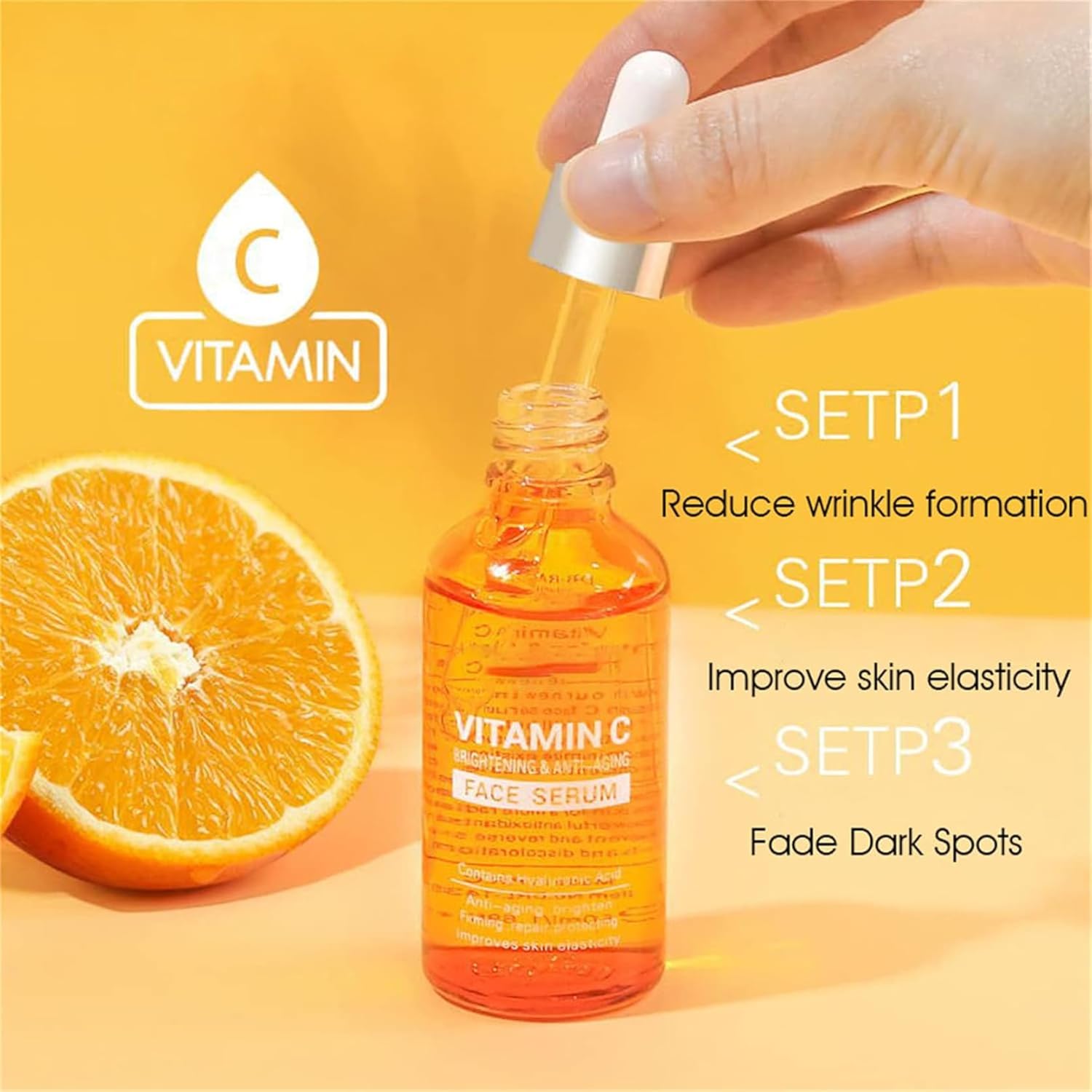 Dr Rashel Vitamin C Serum Brightening & Anti Ageing Facial Serum with Hyaluronic Acid for Face Lines & Wrinkles 50ml