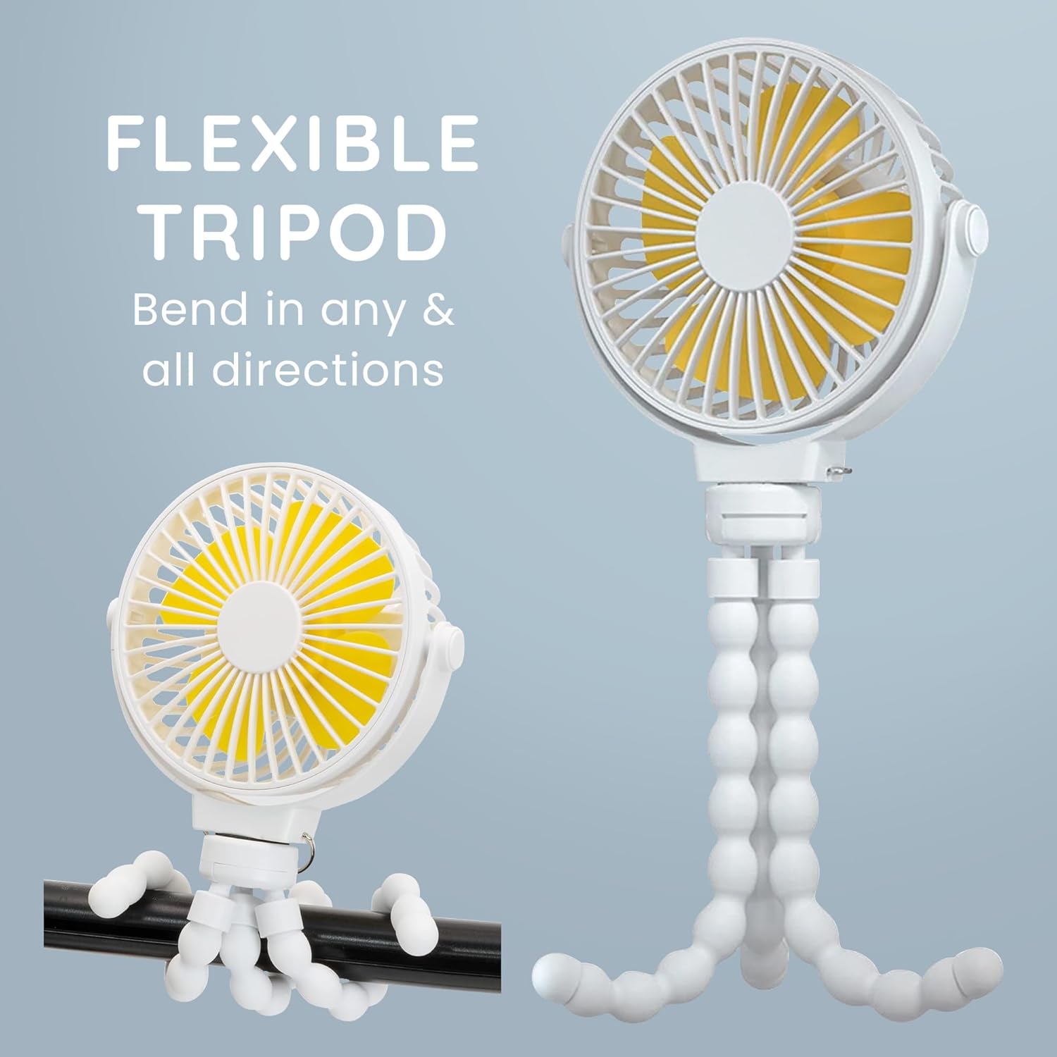 CUQOO Mini Portable Octopus Desk Fan – 4000mAh, White, 3 Speeds