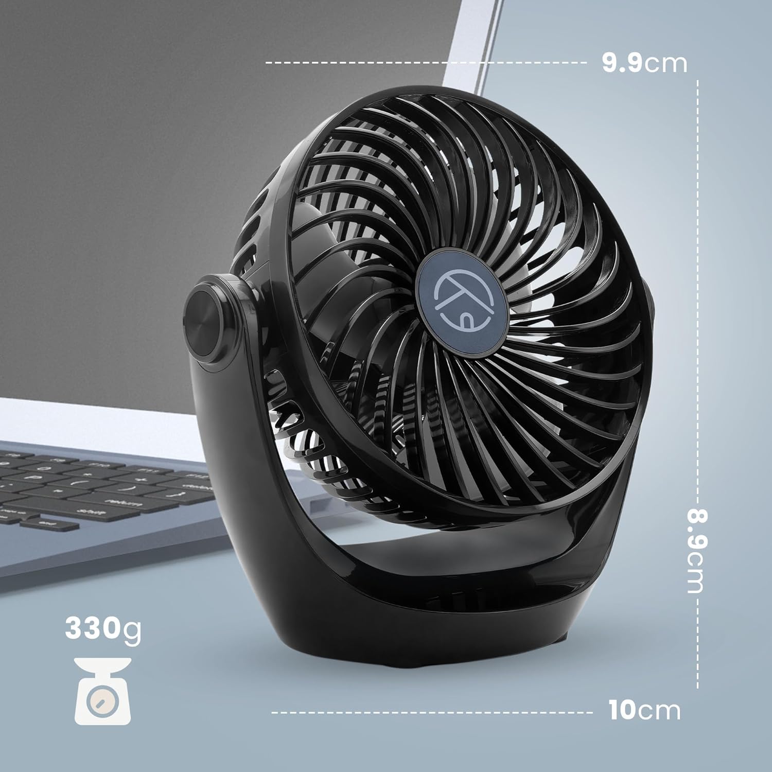 Cuqoo USB Desk Fan – 360° Rotatable USB Powered Portable Small Desktop Fan - Black (AMAZON ASIN B0BW9J89V6)