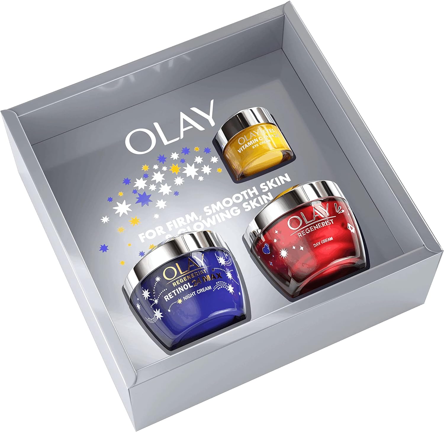 Olay Moisturiser Women's  Skin Care Gift Box: Eye Cream 15ml, Retinol 24 MAX 50ml & Regenerist Face Cream 50ml