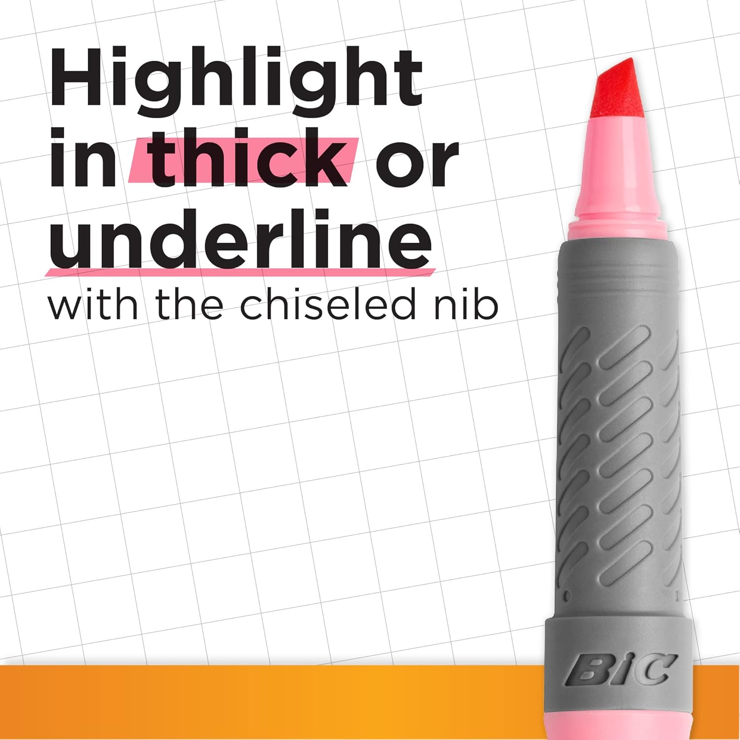 Bic brite liner Grip (1.6 to 3.3 mm) Chisel Tip Highlighter Pen (302551)