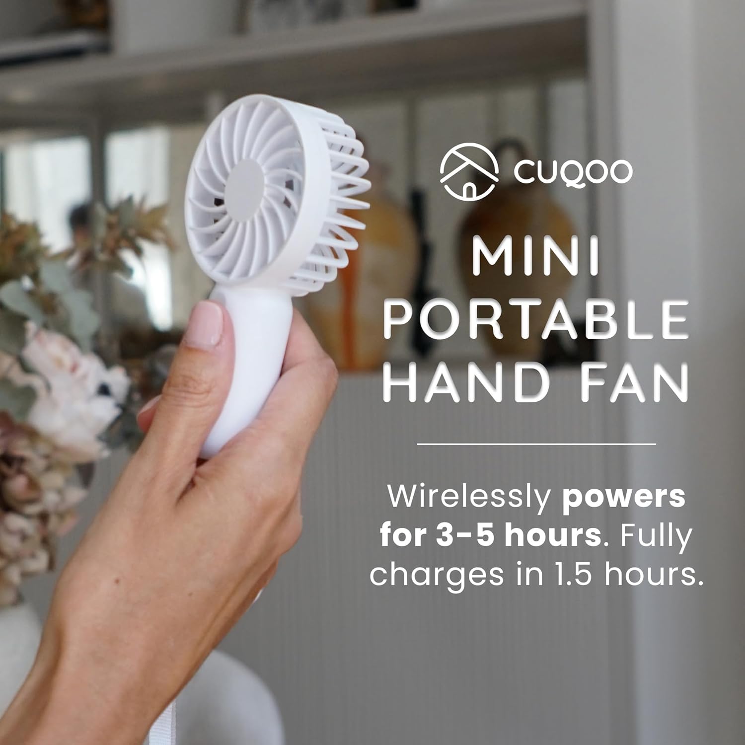 CUQOO Mini Handheld Fan – 800mAh, 3 Speeds & Portable!