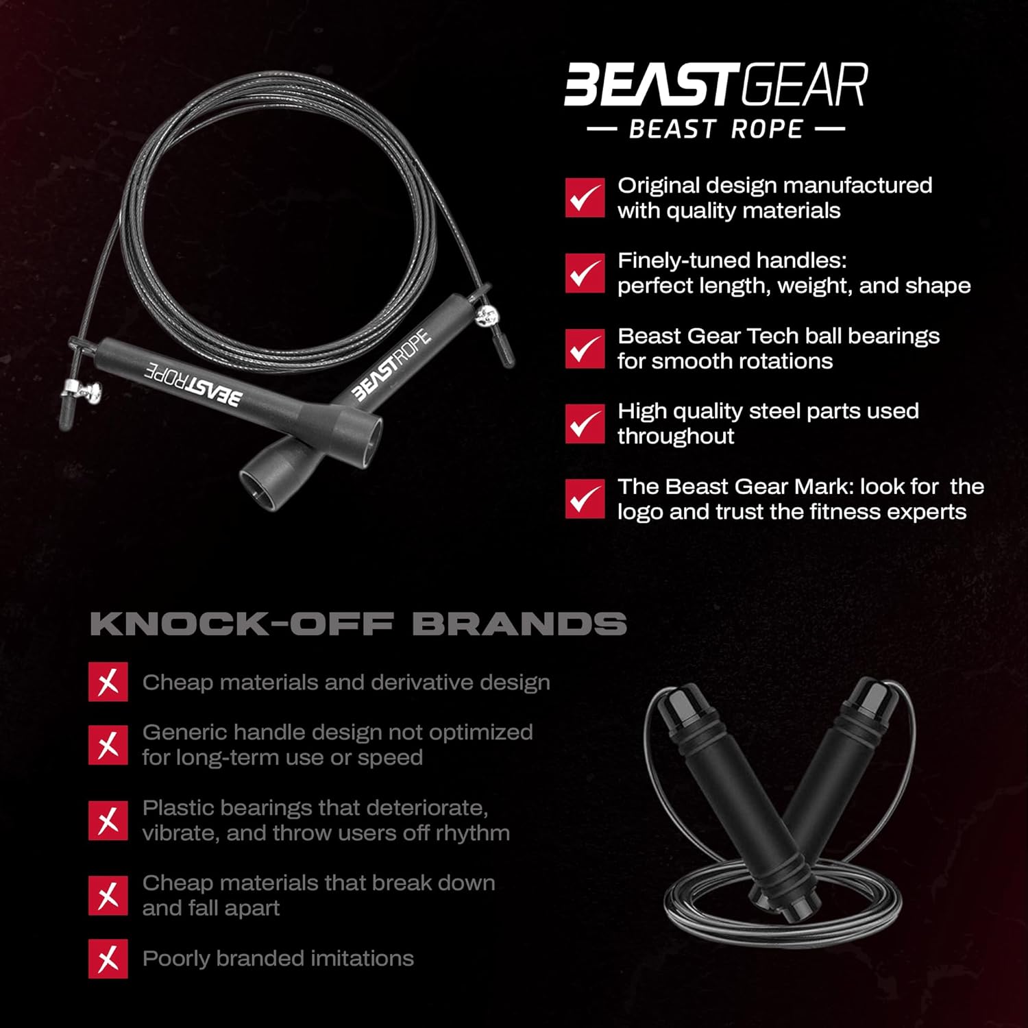 Beast Gear Adult Adjustable Steel Speed Jump Skipping Rope