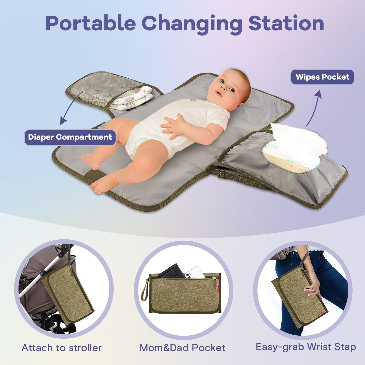 Ruvalino Baby Changing Backpack - Olive Green
