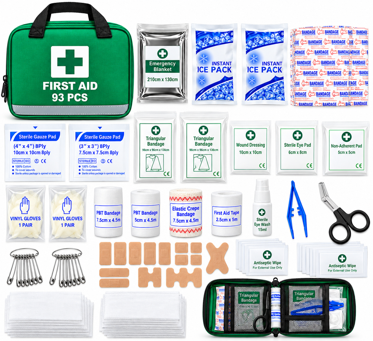 Generise 93pc First Aid Kit - Green