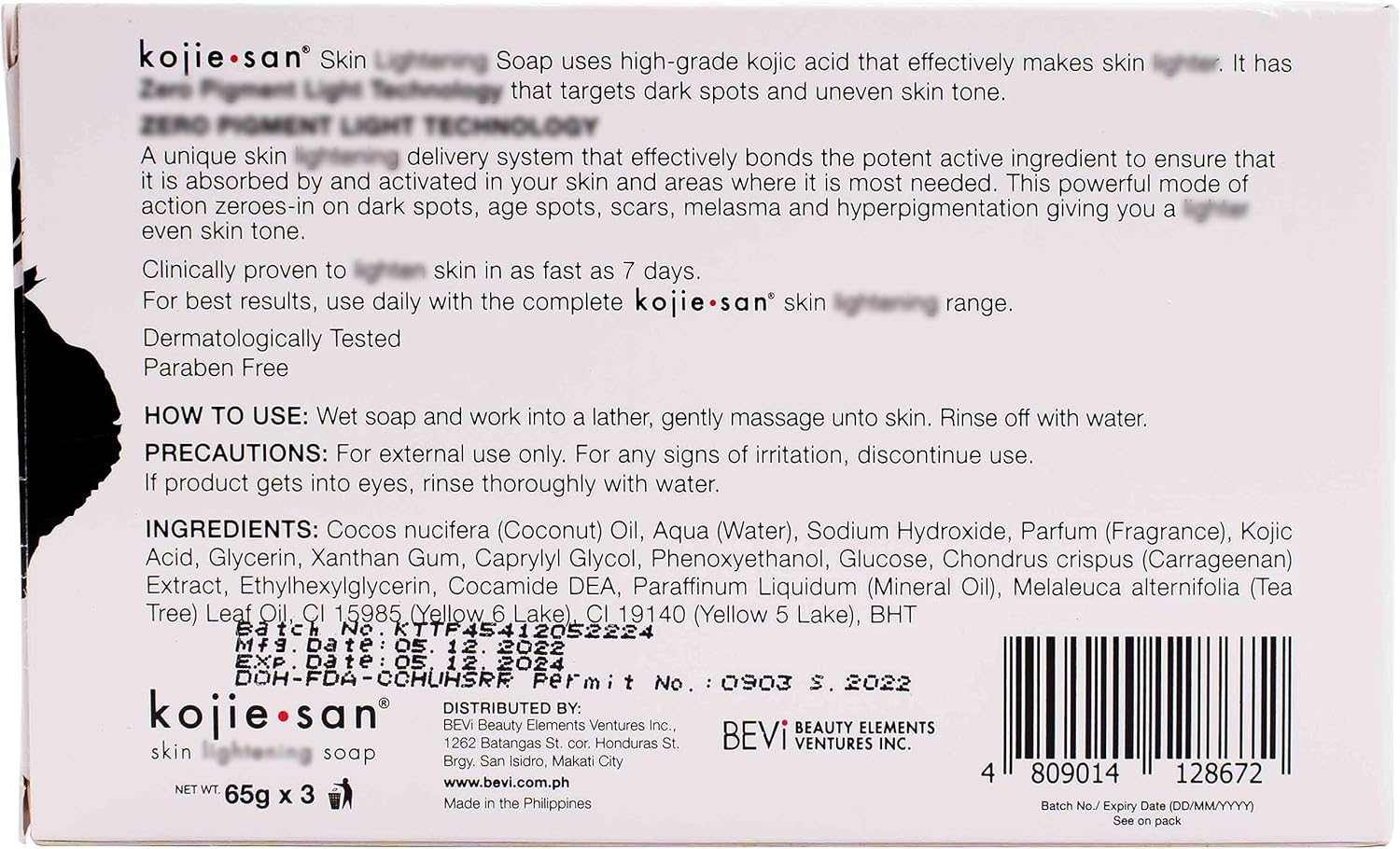 x500 Kojie San Skin Lightening Soap 65g 3 Pack