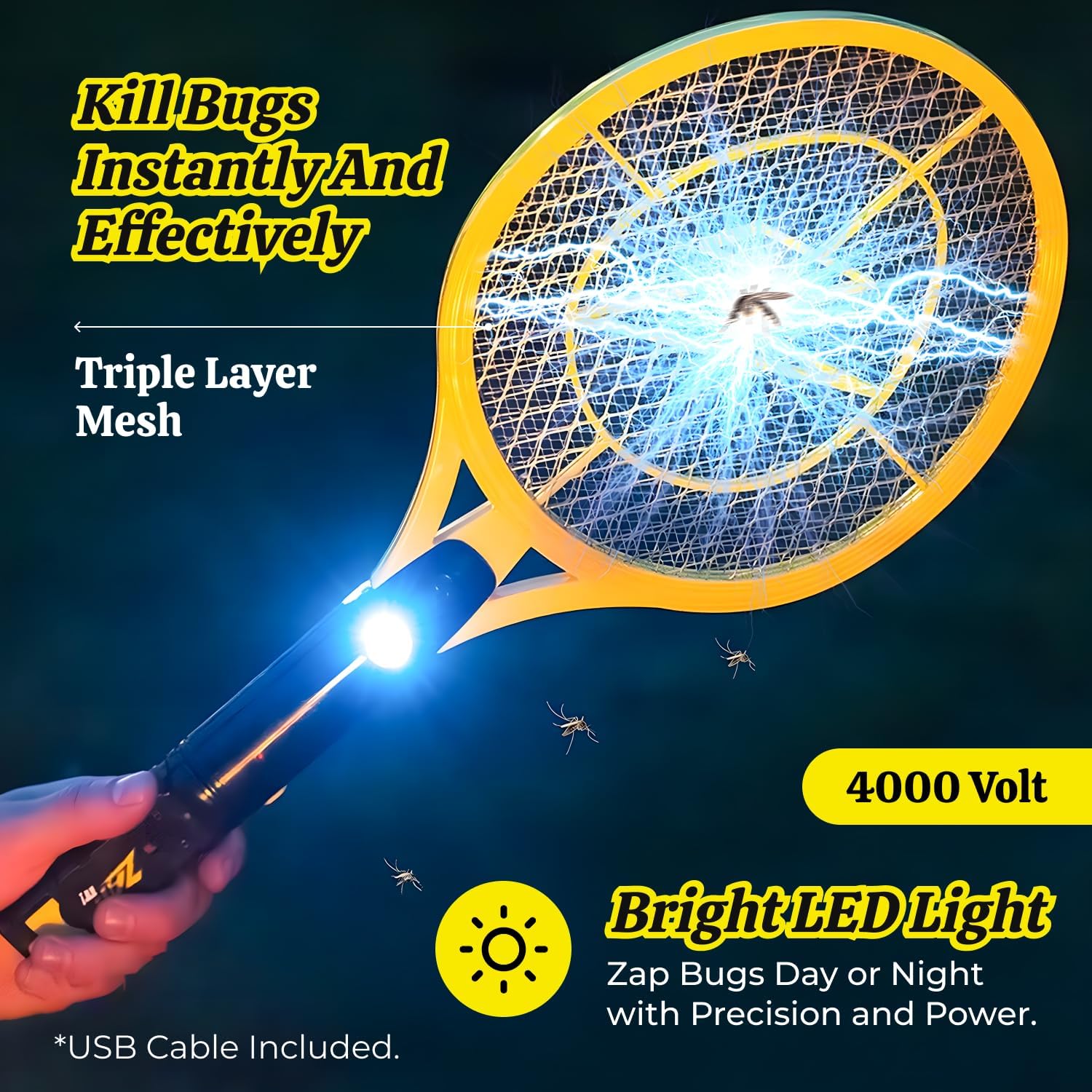 Zap It! Electric Bug Zapping Racket - Large (8.3 INCH DIAMETER: 19 INCH LENGTH)