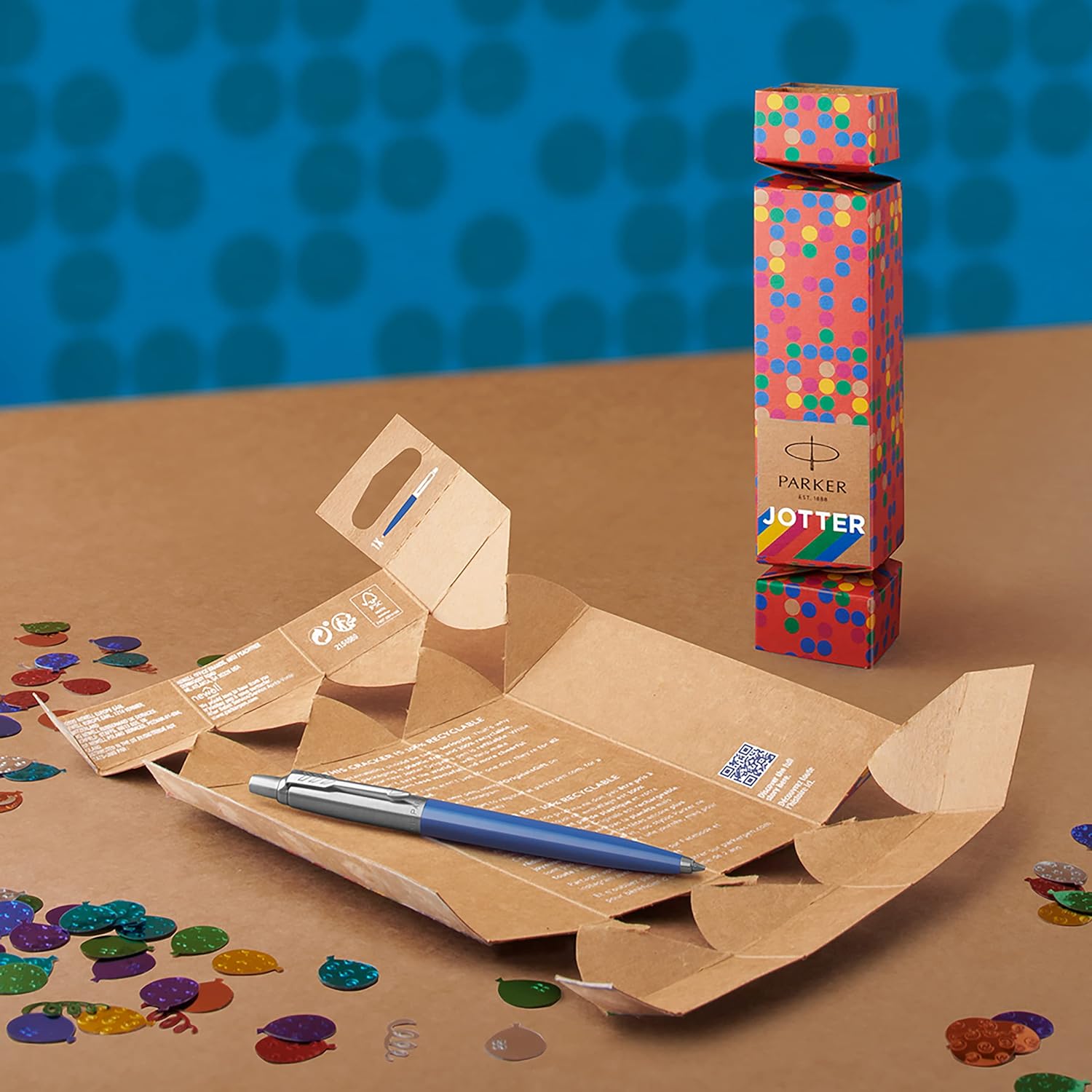 Parker Jotter Originals Christmas Cracker | Refillable Ballpoint Pen Christmas Gift - Blue Denim Finish