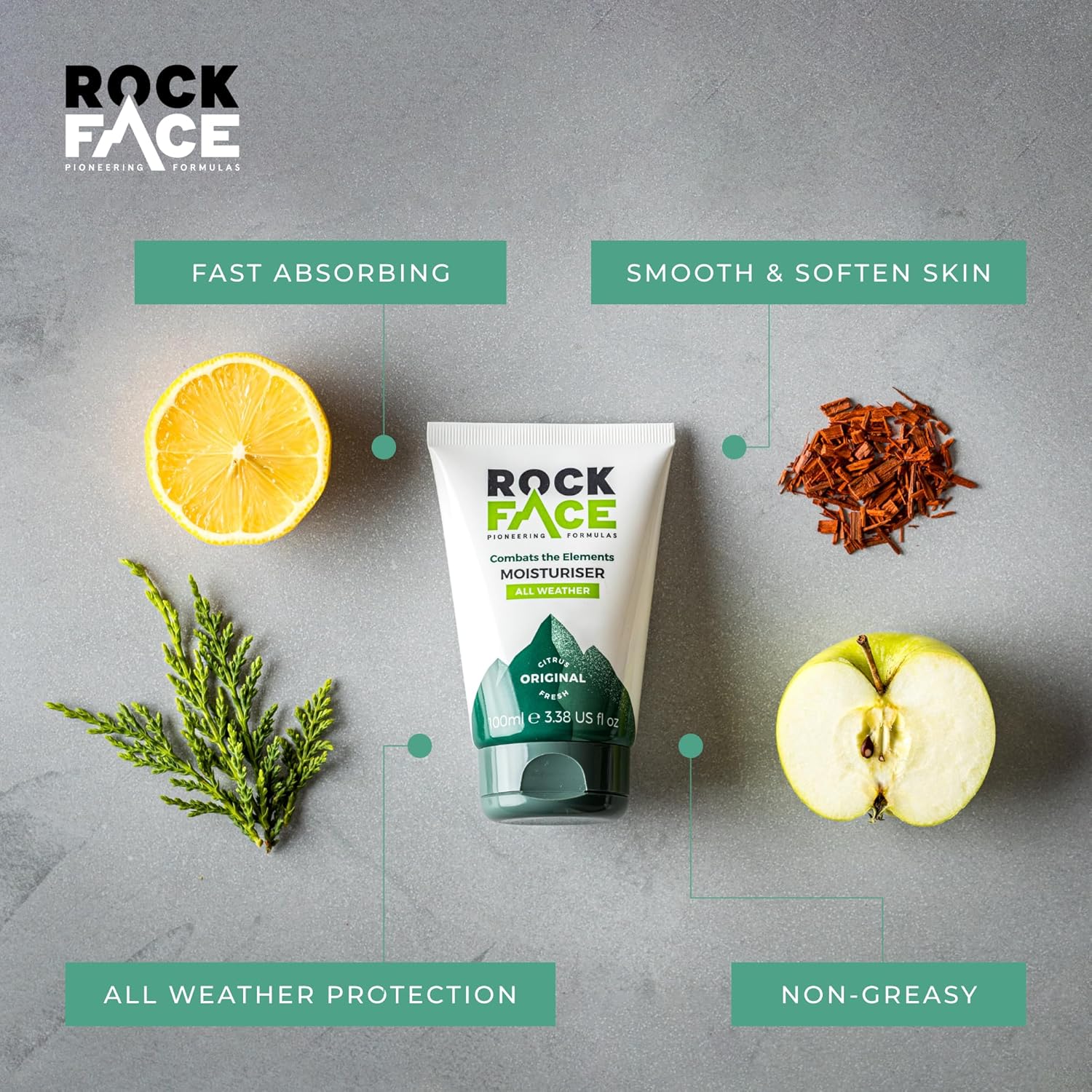 Rock Face All Weather Moisturiser 100ml – Citrus Fresh, Non-Greasy