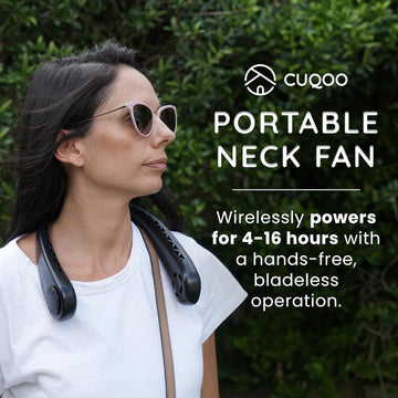 CUQOO Bladeless Neck Fan – 3 Speeds, Foldable, 3 Colours