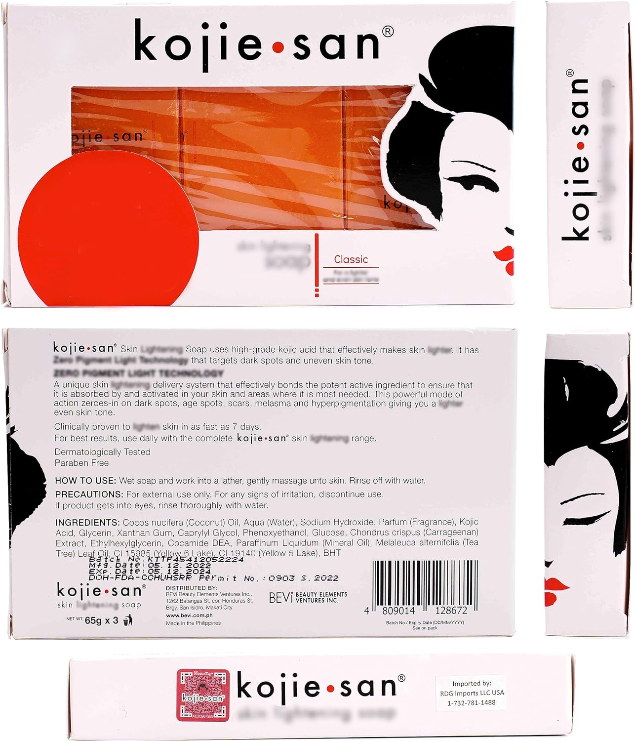 x500 Kojie San Skin Lightening Soap 65g 3 Pack