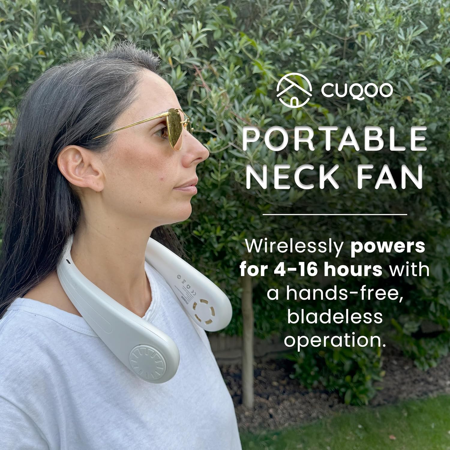 CUQOO Bladeless Neck Fan – 3 Speeds, Foldable, 3 Colours