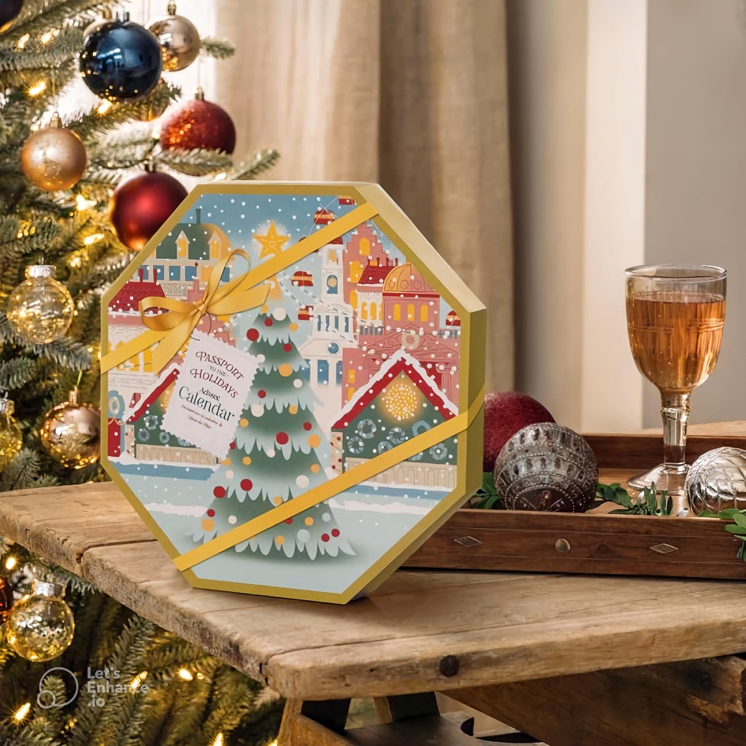 Yankee Candle Advent Calendar Christmas Wreath - 24 Tea Lights, 1 Tea Light Holder, Passport to the Holidays