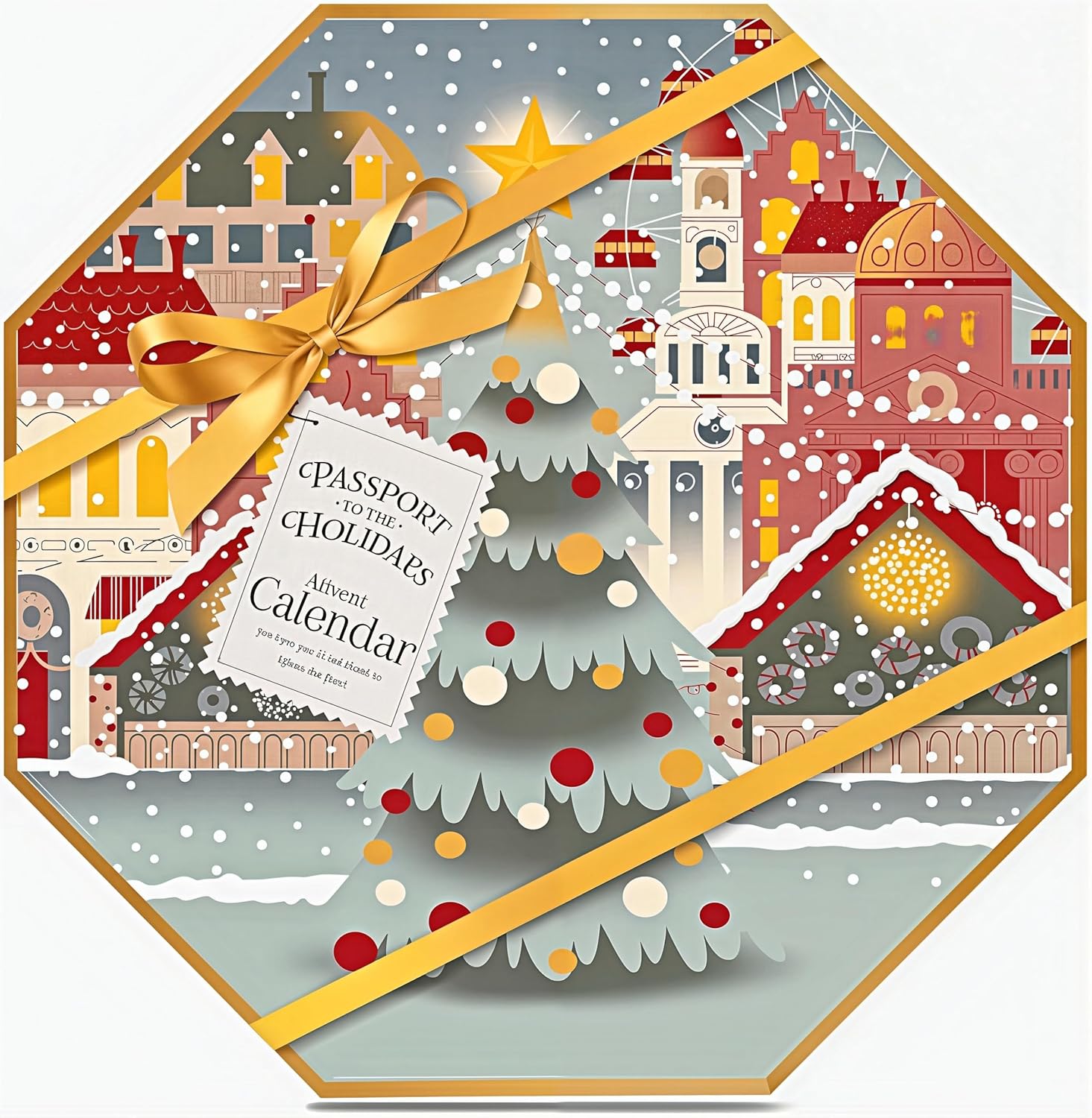 Yankee Candle Advent Calendar Christmas Wreath - 24 Tea Lights, 1 Tea Light Holder, Passport to the Holidays