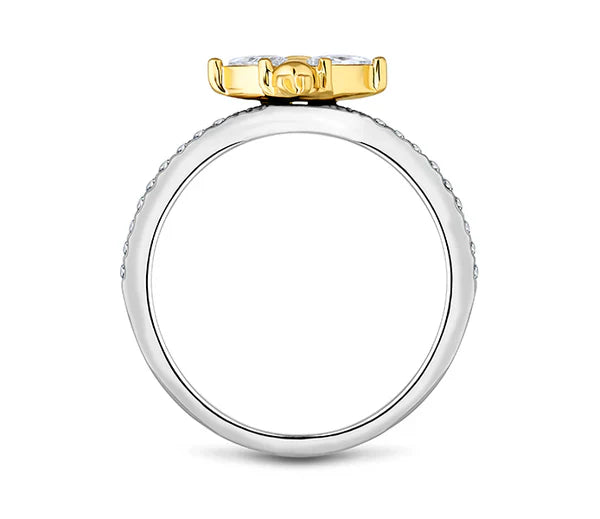 Diamond Style London - Bee ring in rhodium plating (Item code: Beering7)
