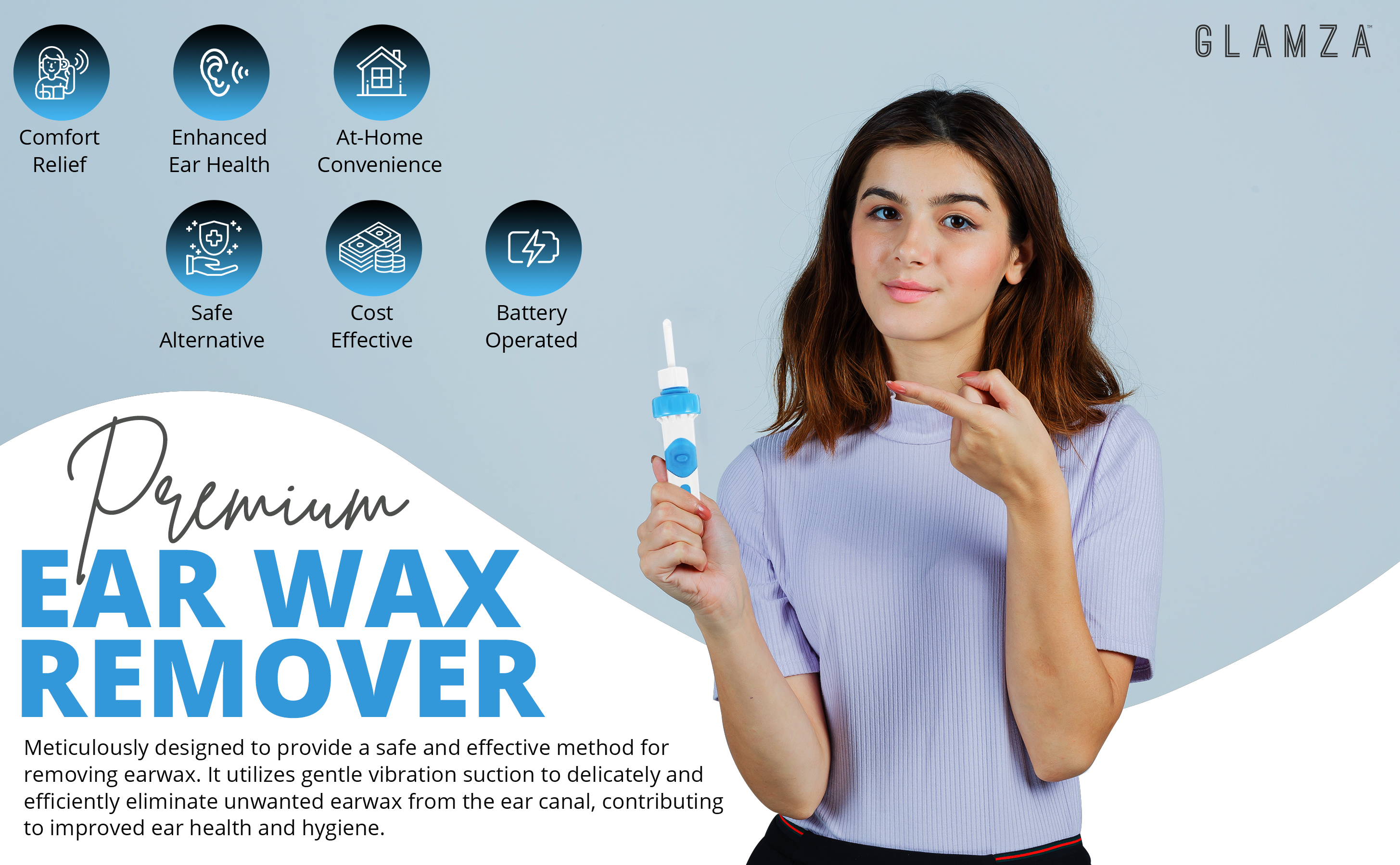 Glamza 'Power Vibe' Vacuum Ear Cleaner