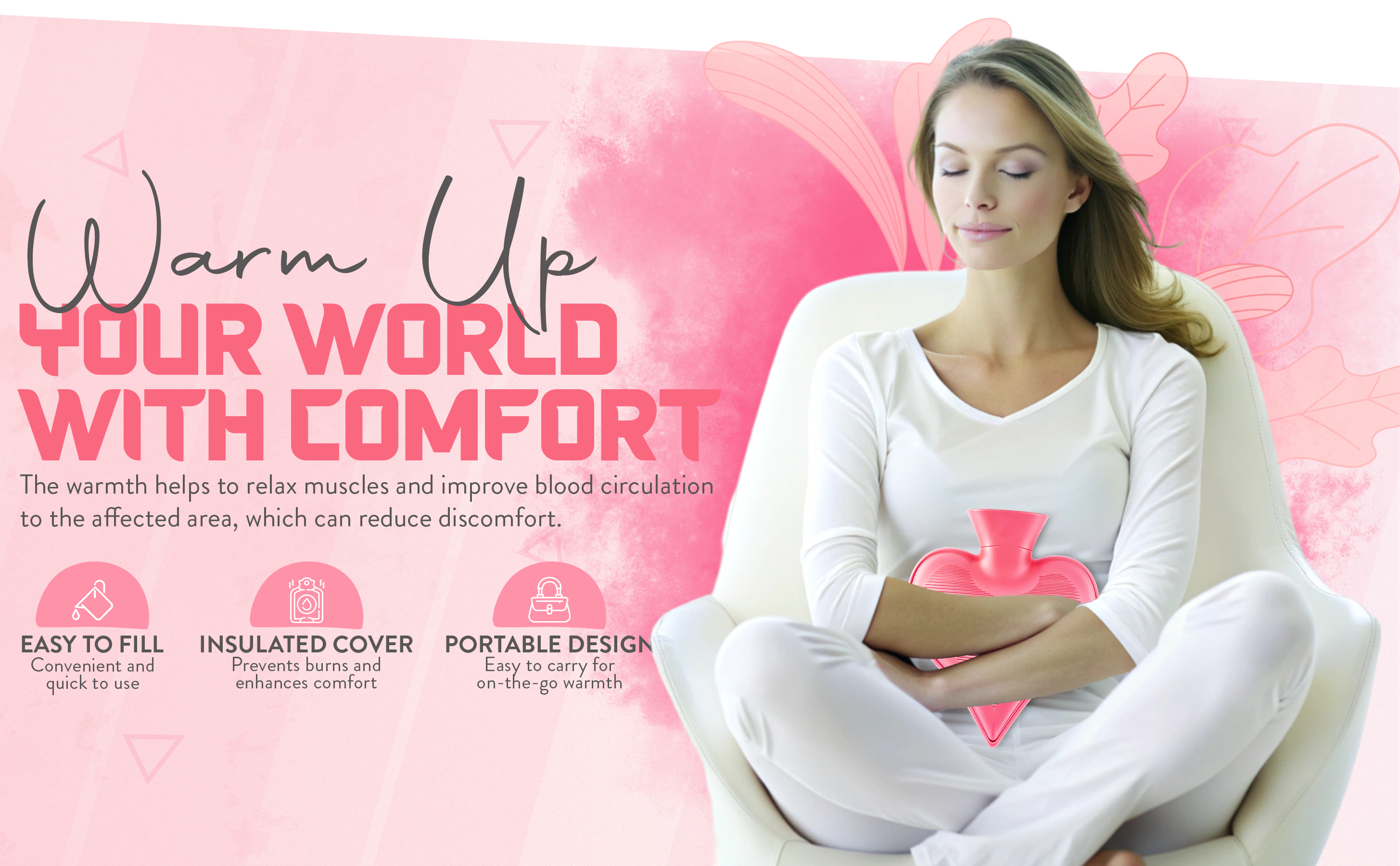 Generise 1L Heart-Shaped Hot Water Bottles with Plush Cover – Perfect Gift for Mum