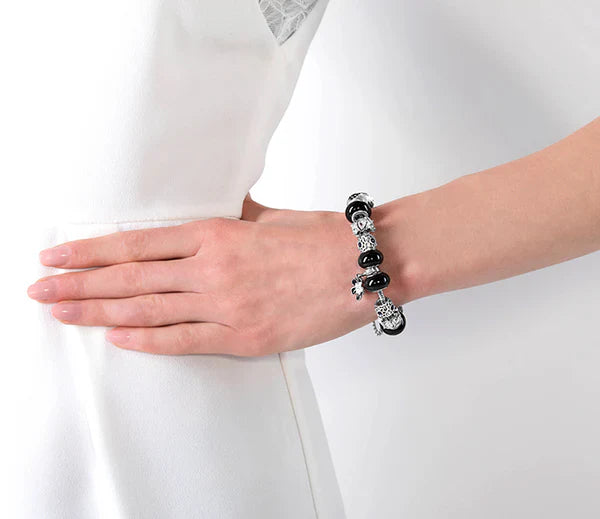 Diamond Style London - Charm Bracelet with Black Charms (Item code: Charmbrablack)
