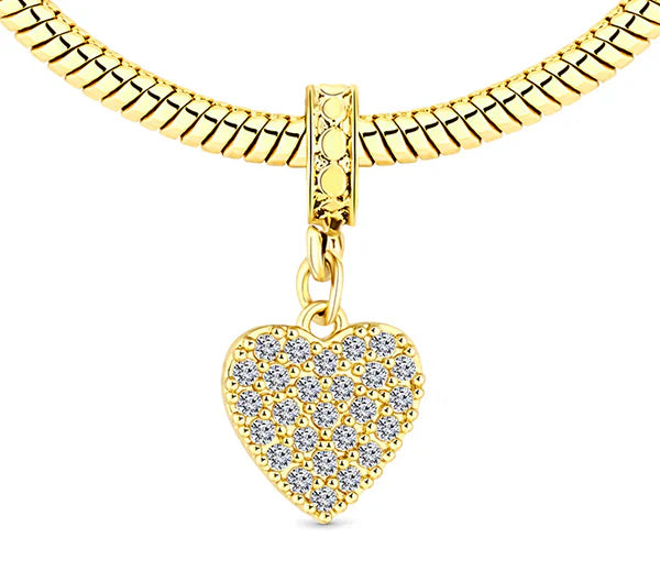Diamond Style London - Charm bracelet with central heart and moon charms