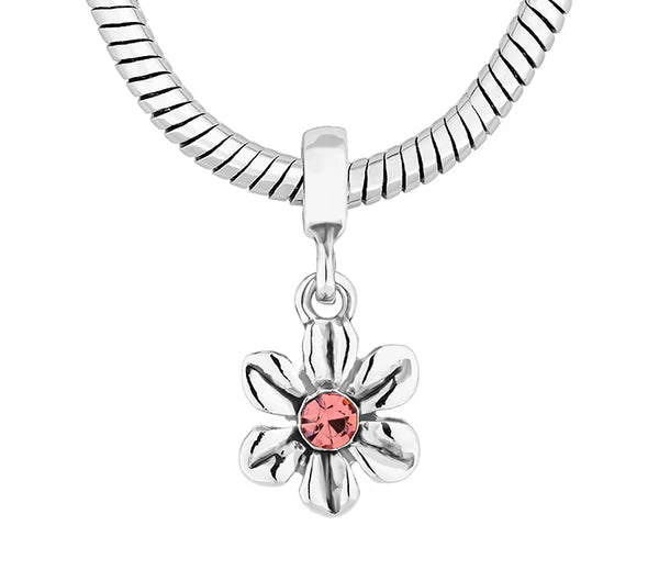 Diamond Style London - Charm Bracelet with Light Pink Charms (Item code: Charmbralpink)