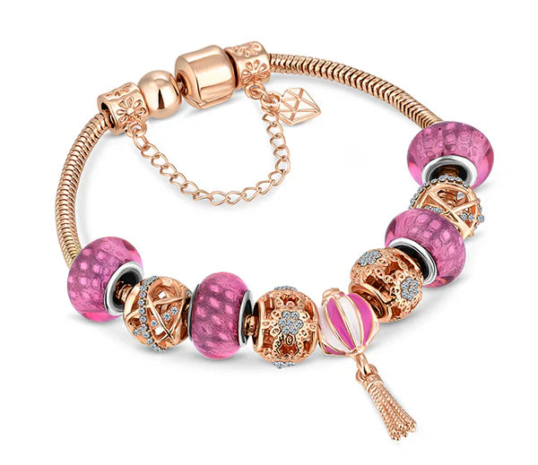 Diamond Style London - Charm Bracelet in Rose Gold (Item code: Charmbrarose)