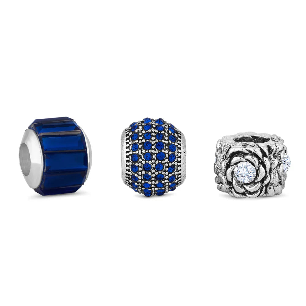 Diamond Style London - Charm Bracelet with Royal Blue Charms (Item code: Charmbraroyal)