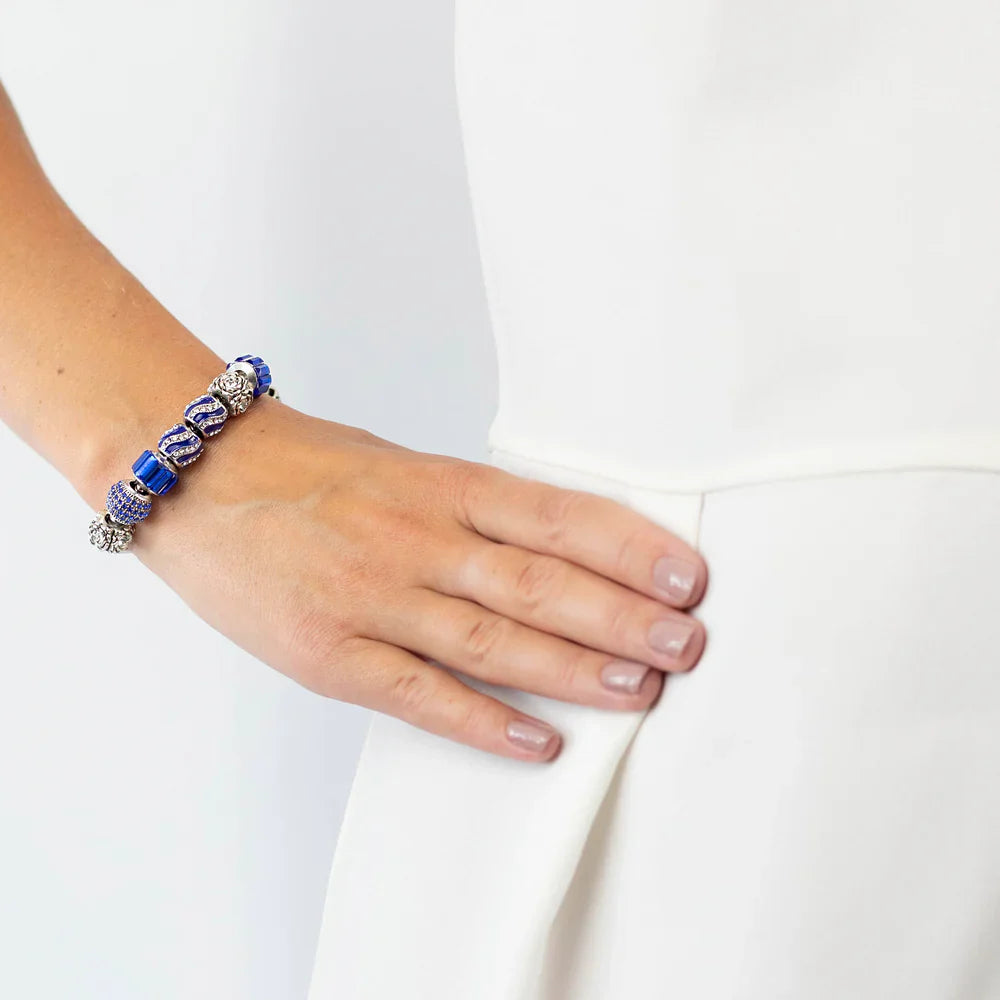 Diamond Style London - Charm Bracelet with Royal Blue Charms (Item code: Charmbraroyal)