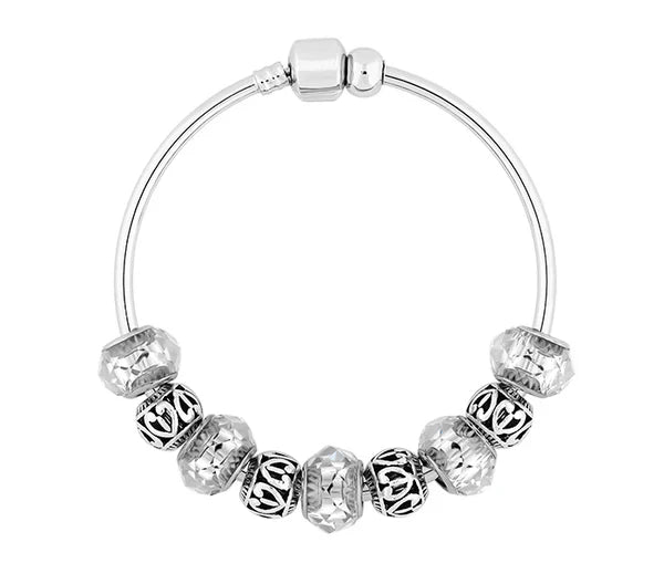 Diamond Style London - Charm Bracelet on Solid Bangle (Item code: Charmbras)