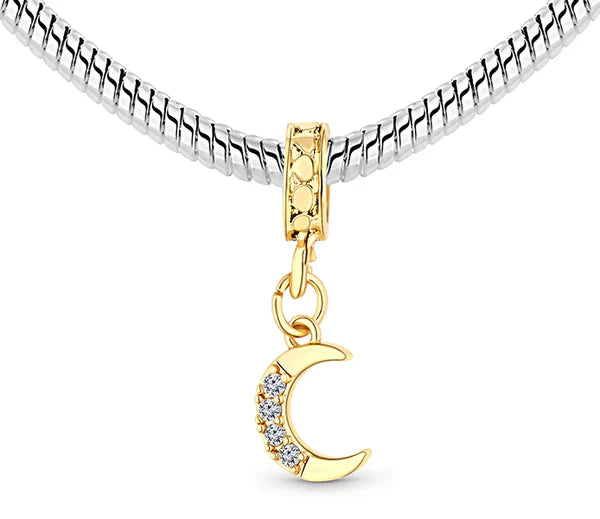 Diamond Style London - Charm Bracelet Star in Rhodium Plating - Starfish, Horseshoe, Crescent Moon (Item code: Charmbrastar)