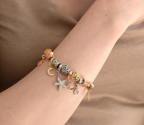 Diamond Style London - Charm Bracelet star in rhodium plating (Item code: Charmbrastar)