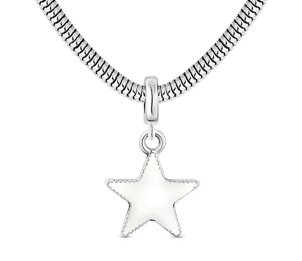 Diamond Style London - Charm Bracelet with White Beads (Item code: Charmbrawhite)