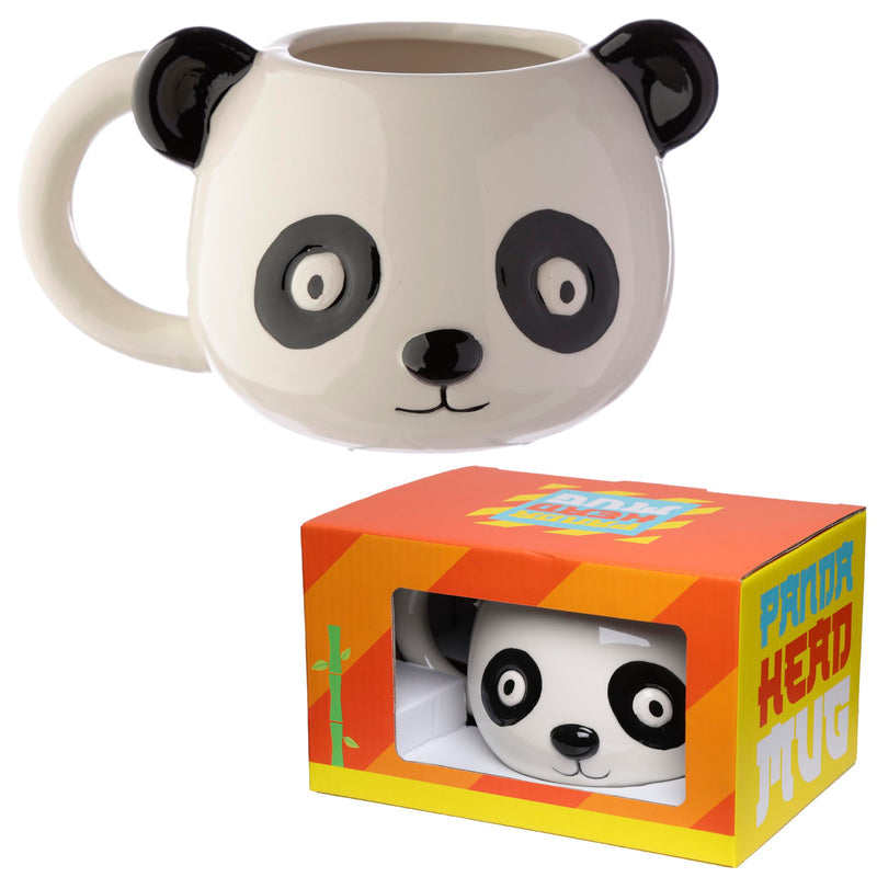 Puckator Adoramals Panda Head Ceramic Shaped Tea Coffee Mug - Funny Home Accessories - Cute Gifts for Girlfriend - Large Mugs for Men Women Hot Drinks - Cute Cups Presents - Secret Santa Gift Cup Set