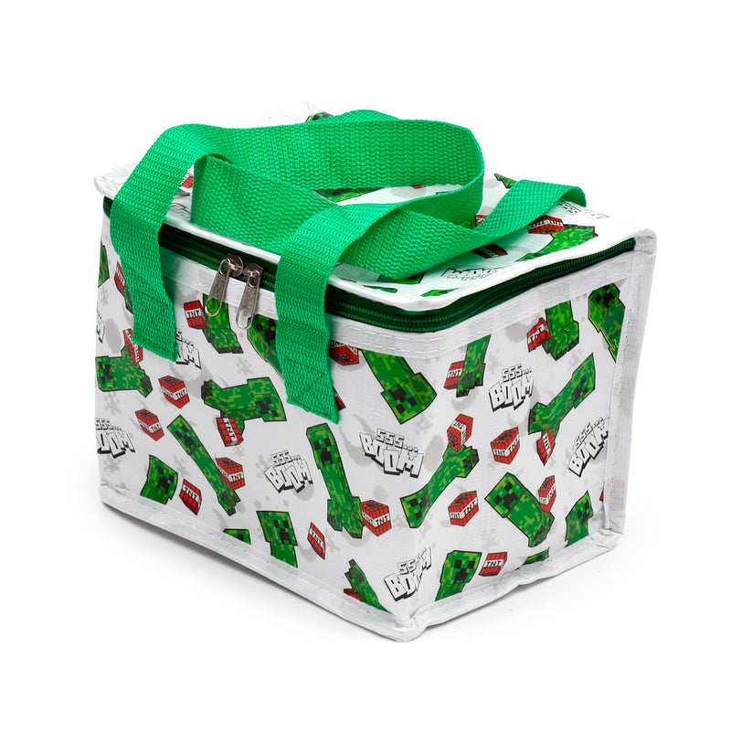 Puckator RPET Cool Bag Lunch Bag Minecraft Creeper & TNT - Made from Recycled Plastic Bottle - Insulated Lunch Bag for Women Men Children - Lunch Box Bag for Work & School - Beach Picnic Accessories