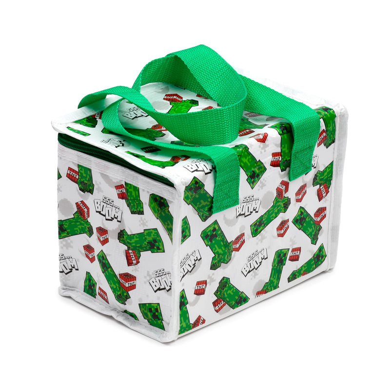 Puckator RPET Cool Bag Lunch Bag Minecraft Creeper & TNT - Made from Recycled Plastic Bottle - Insulated Lunch Bag for Women Men Children - Lunch Box Bag for Work & School - Beach Picnic Accessories