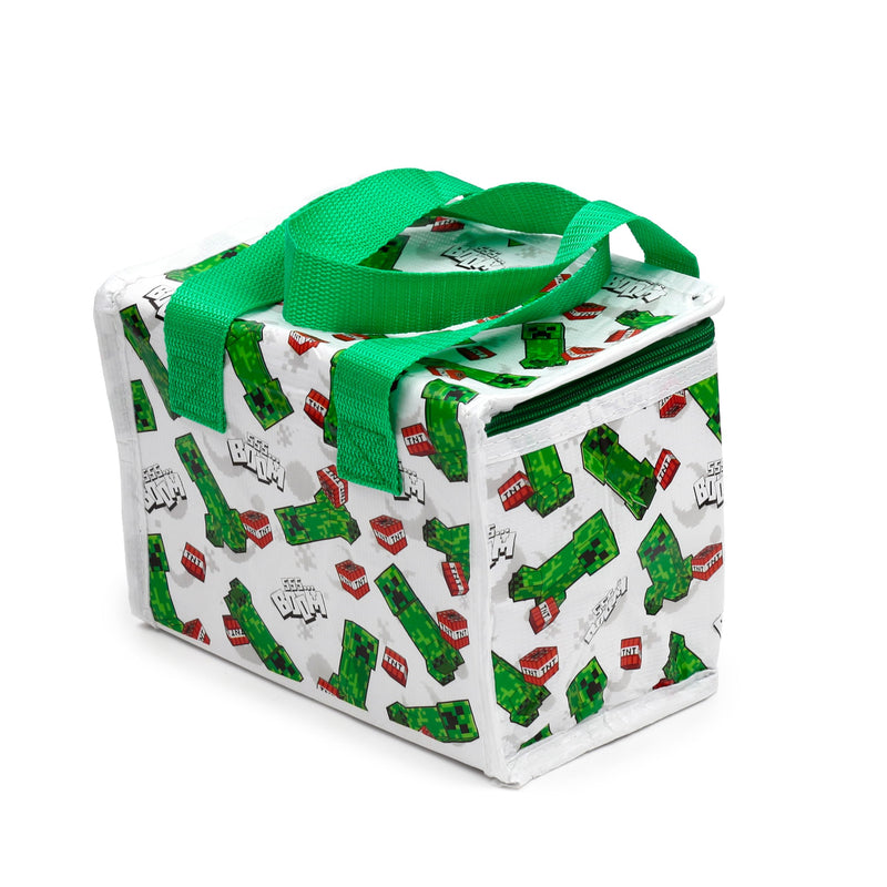Puckator RPET Cool Bag Lunch Bag Minecraft Creeper & TNT - Made from Recycled Plastic Bottle - Insulated Lunch Bag for Women Men Children - Lunch Box Bag for Work & School - Beach Picnic Accessories